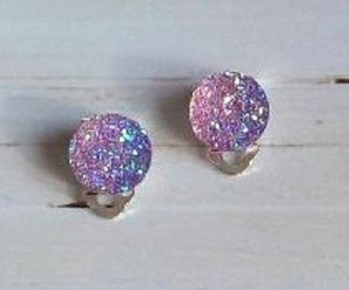 Náušnice klipsy fialové měnicí (BB595)