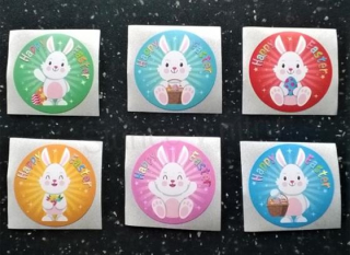 Samolepky, nálepky zajiček 6 ks (E492)