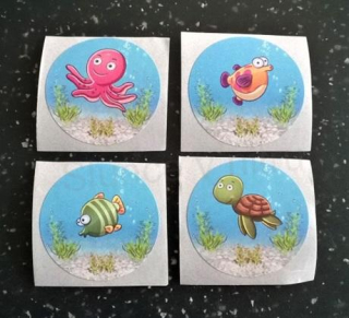 Samolepky, nálepky mořské zvířátka 4 ks (E496)