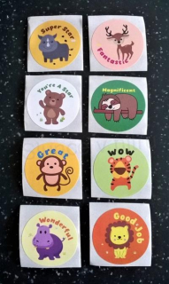 Samolepky, nálepky zvířátka 4 ks (E500)