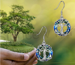 Visací  křišťálové náušnice strom života (BB610)