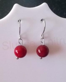 Minerální náušnice korálové (X799)