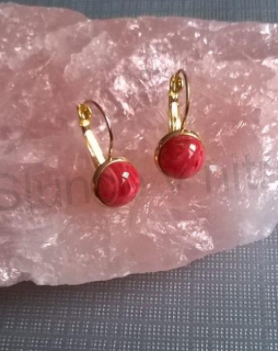 Minerální zlaté Achátové náušnice 10 x 10 mm (X813)