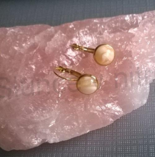 Minerální zlaté Achátové náušnice 10 x 10 mm (X815)