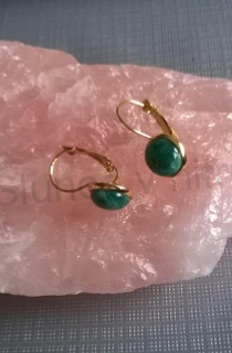 Minerální zlaté achátové náušnice, kabošon 10 mm (X816)