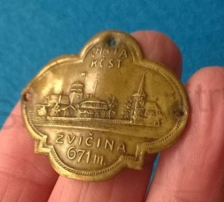 Turistický štítek na hůl - Chata KČ ST Zvičina 671m. (MB254)