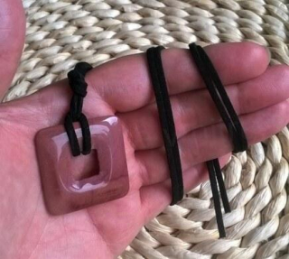 Náhrdelník donut čtverec 35 mm - Jaspis (X883)