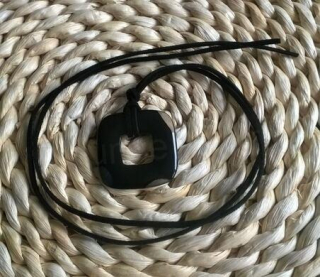 Náhrdelník donut čtverec 35 mm - Achát (X885)