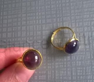 Nastavitelný minerální prsten ametyst 12 x 12 mm (X900)