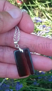 Achátová placička na řetízku (X1176)