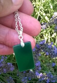 Achátová placička na řetízku – zelená (X1178)