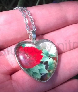 Náhrdelník s přívěškem květin srdce (BD531)