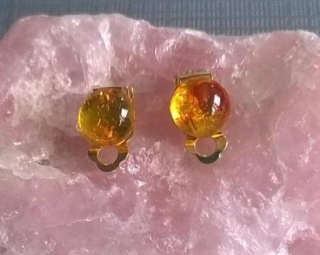 Minerální náušnice klipsy s Jantarem 17,6 x 10 mm (X1191)