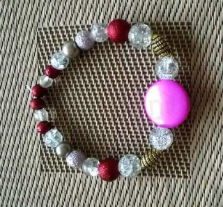 Korálkový Náramek barevný s ozdobou a křištálem (BC142)