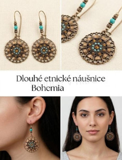 Dlouhé etnické náušnice Bohemia (BB672)