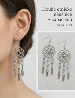 Dlouhé etnické náušnice Lapač snů, snář (BB675)