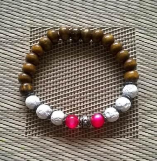 Minerální náramek s lávou a santalovým dřevem  (BC146)