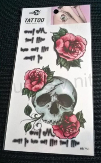 Voděodolné, dočasné tetovaní Lebka, Skull (E570)
