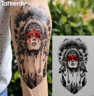 Voděodolné, dočasné tetovaní Indiánka (E599)