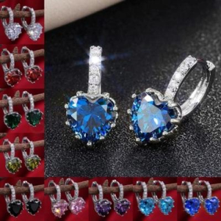 Kruhové náušnice srdce se zirkony více variant (BE1)