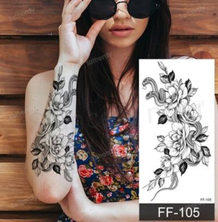 Voděodolné, dočasné tetovaní Květiny (E604)