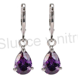Dlouhé náušnice Swarovski krystal - kapka, fialové (BB284)