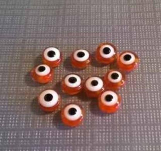 Plastový korálek Oko 5 x 8 mm | tmavě oranžové (AC249)