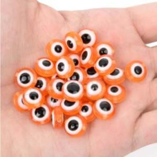 Plastový korálek Oko 5,5 x 10 mm | oranžové (AC260)