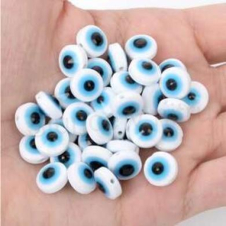 Plastový korálek Oko 5,5 x 10 mm | modro bílé (AC263)