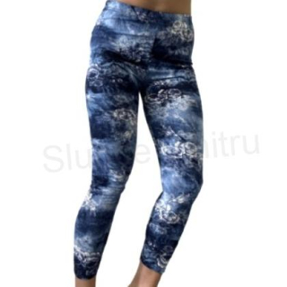 Dámské modré elastické jeans legíny Kytka 3XL/4XL (K151)