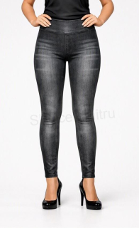 Dámské šedé elastické legíny s jeans vzorem – velikost XL/2XL (K152)
