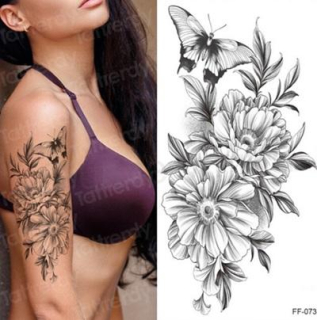 Voděodolné, dočasné tetovaní květina (E652)