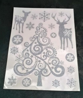 Samolepka, dekorace s vánočním motivem - stromek 38 x 29 cm (E659)