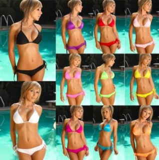 Dámské módní dvoudílné plavky bikini více barev (K163)