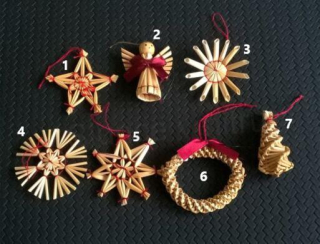 Vánoční slaměné dekorace - přivěšky (V60)