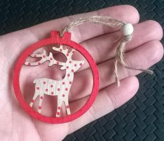 Dřevěné vánoční malované ozdoby jelínek (H355)