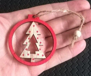 Dřevěné vánoční malované ozdoby stromek (H356)