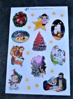 Samolepka, dekorace s vánočním motivem 17 x 11,5 cm (E664)