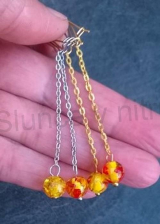 Visací náušnice s Jantarem z chirurgické oceli (X1237)