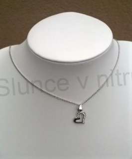 Náhrdelník s přívěškem Srdce, srdíčko s čirými kamínky (BD585)
