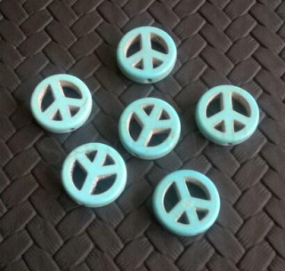 Tyrkysový symbol míru z minerálů - 15 mm modrý (X1241)