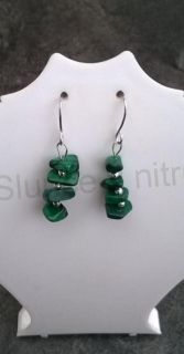 Minerální postříbřené náušnice Malachitové (X1250)