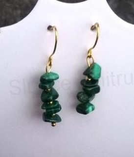 Minerální pozlacené náušnice Malachitové (X1251)