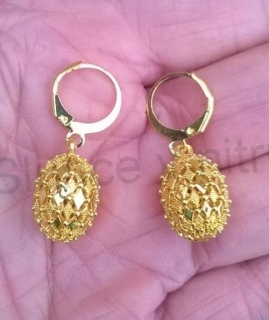 Visací pozlacené náušnice oválky se vzorem kosočtverců (712)