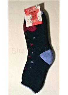 Dívčí teplé bavlněné Thermo ponožky velikost 32 - 35 modré (W160)