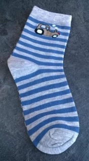 Chlapecké zdravotní ponožky s vysokým obsahem bavlny velikost 31 - 34 šedá pruhovaná (W164)