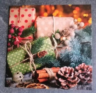 Vánoční jmenovky, kartičky na dárky 6 kusů v balení dárečky a šišky (V127)