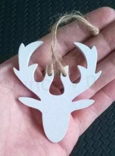 Dřevěná vánoční ozdoba jelen bílý (H376)