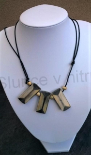 Modní retro náhrdelník s imitací dřeva (BD595)