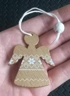 Dřevěné vánoční ozdoby anděl (H382)